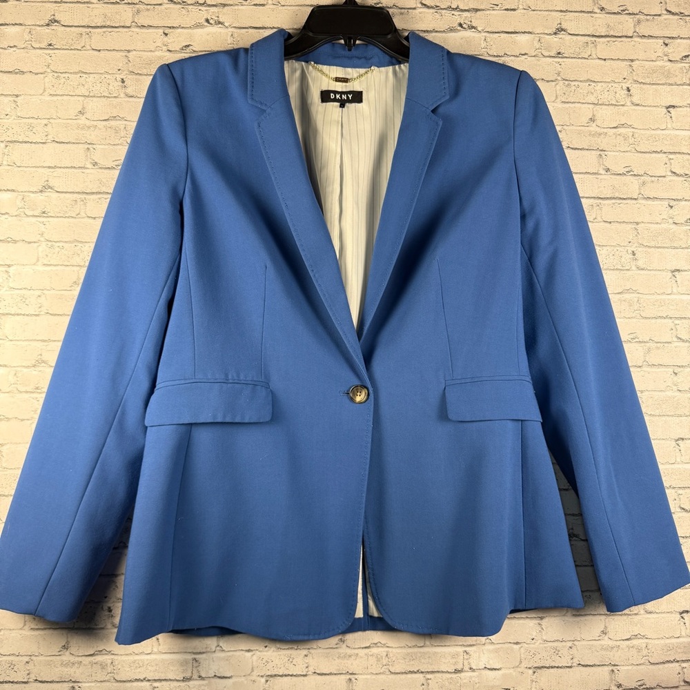 DKNY Blue Tailored Blazer with Notched Lapels